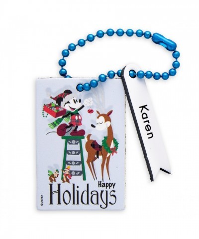 Personalizable Santa Mickey & Chip 'n Dale Leather Luggage Tag - Nordic Winter Collection