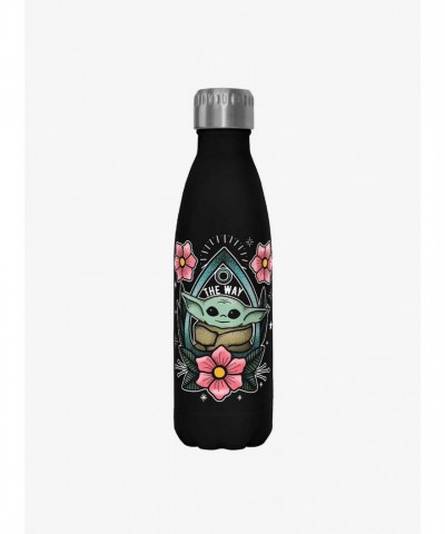 Mandalorian Themed Stainless Steel Water Bottle - Black 17oz for Kids