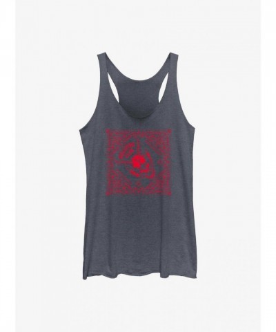 Stranger Things Hellfire Club Pattern Girls Tank Top - Blue Junior Size