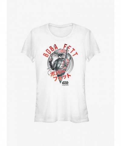 Star Wars Visions Boba Fett Girl's Lightweight T-Shirt - White