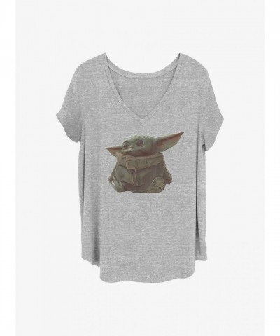 Mandalorian Grogu T-Shirt for Girls - Plus Size Grey
