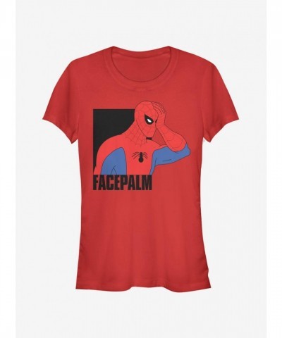 Marvel Girls Spider-Man Facepalm T-Shirt - Red