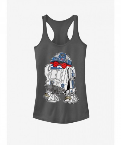 Star Wars Cute R2D2 Girls Cotton Tank Top - Black