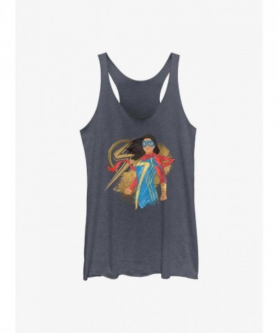Marvel Girls' Raw Edge Tank Top - Ms. Marvel Blue