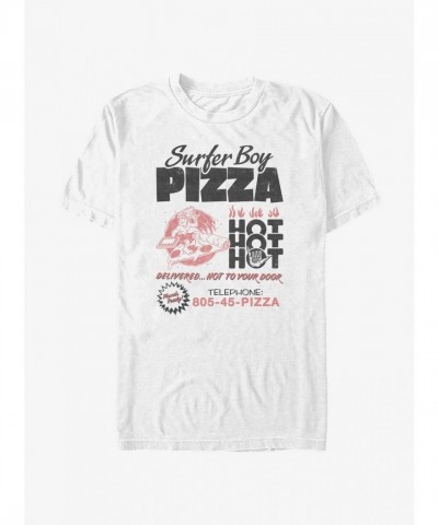 Stranger Things Inspired Surfer Boy Pizza Shirt - Men's White