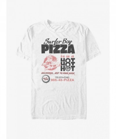 Stranger Things Inspired Surfer Boy Pizza Shirt - Men's White
