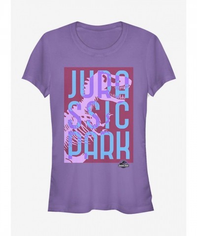 Jurassic Park T. Rex Graphic Tee for Girls - Purple Fitted