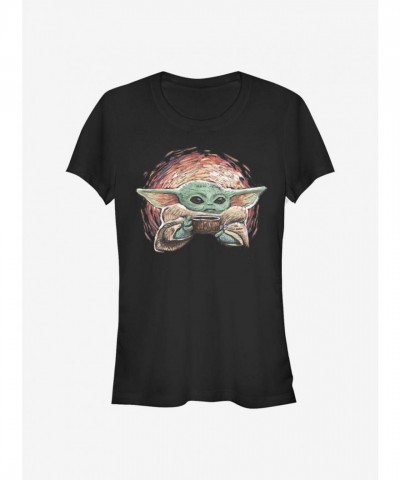 Mandalorian Child Sipping Stars Junior T-Shirt - Black