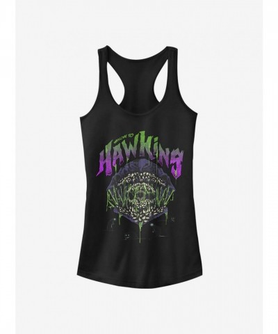 Stranger Things Girls Cotton Tank Top - Welcome to Hawkins - Black