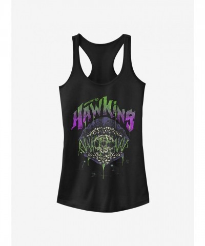 Stranger Things Girls Cotton Tank Top - Welcome to Hawkins - Black