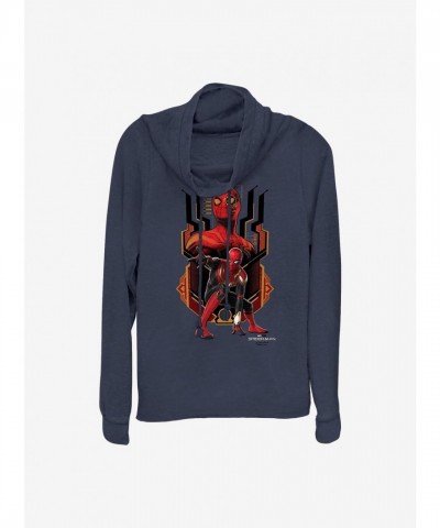 Marvel Girls No Way Home Cowlneck Top - Blue Integrated Suit