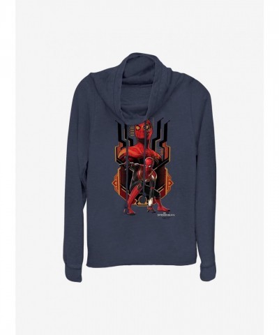 Marvel Girls No Way Home Cowlneck Top - Blue Integrated Suit