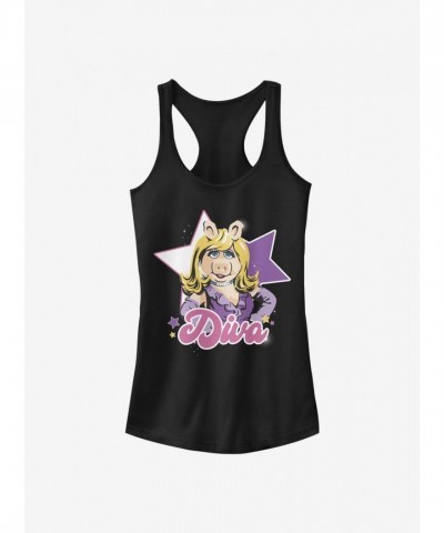 Disney Diva Piggy Girls Cotton Tank Top - Junior Size Black