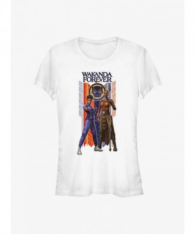 Marvel Shuri and Okoye T-Shirt for Girls - Wakanda Forever White