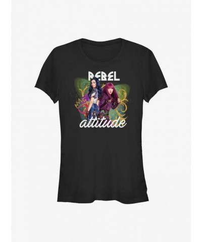 Disney Girls Rebel Attitude T-Shirt - Junior Sizes in Black