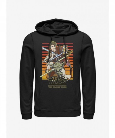 Star Wars Clone Wars Sunset Print Men's Hoodie - Black