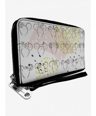 Disney Minnie Mouse Sketch Premium Vegan Leather Zip Around Wallet