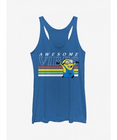 Minion Rainbow Vibes Girls Tank Top - Cool Blue