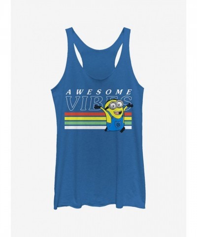Minion Rainbow Vibes Girls Tank Top - Cool Blue