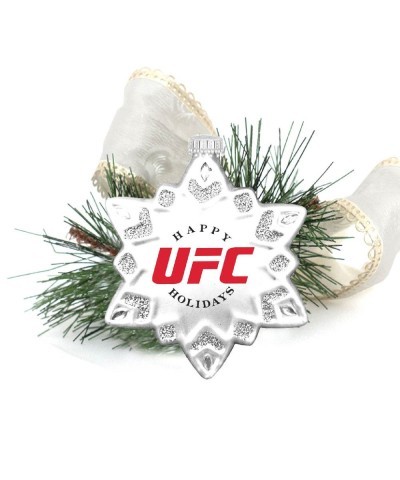 UFC Glass Snowflake Ornament with Ribbon and Greenery