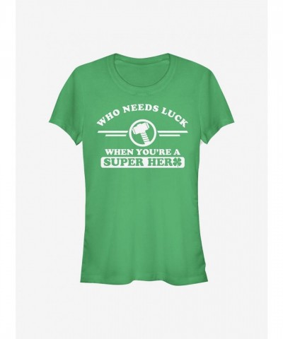 Marvel Thor Clover Tee for Girls - Junior Sizes in Green