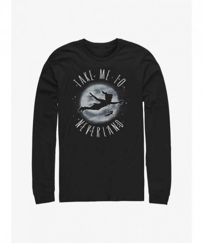 Disney Peter Pan Never Land Long Sleeve T-Shirt for Men - Black