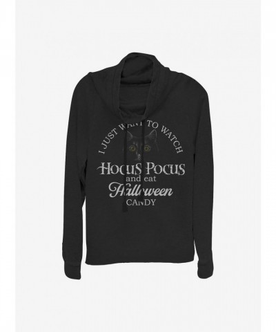 Disney Hocus Pocus Lightweight Cowl Neck Sweatshirt for Girls - Black