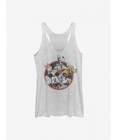 Disney Retro Groupie Girls Mickey Mouse Tank Top - White