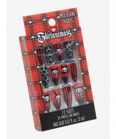 Skelanimals Deadly Cute Faux Nails Set - 24 Pieces with Glue