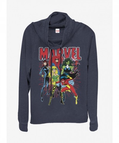 Marvel Women's Lightweight Cowl Neck Sweatshirt - Blue