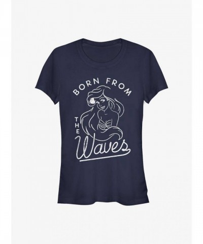 Disney Ariel The Little Mermaid Wave Born Girls Lightweight T-Shirt - Blue