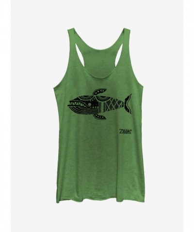Nintendo Zelda Link's Awakening Whale Glyph Green Tank Top for Girls