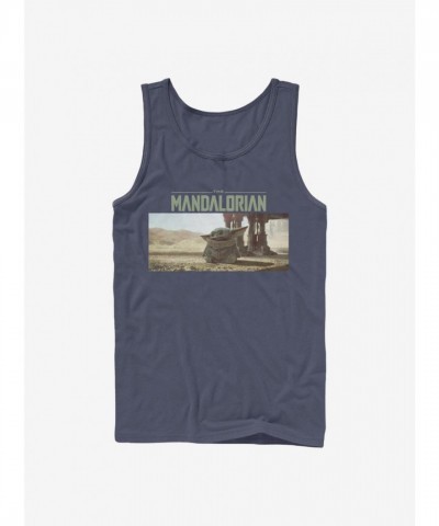 Star Wars Mandalorian Grogu Navy Blue Comfortable Men's Tank Top