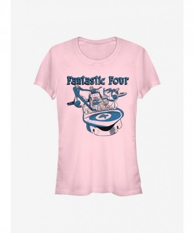 Marvel Girls T-Shirt - Fantastic Four Classic Design in Pink