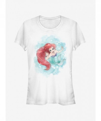 Disney Little Mermaid Ariel Watercolor Tee for Girls - White