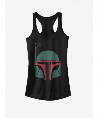 Star Wars Junior Girls Tank Top - Boba Fett Head Print - Black