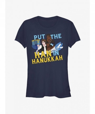 Star Wars Hanukkah T-Shirt for Girls - Blue Han Solo