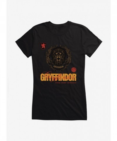 Harry Potter Gryffindor Crest Motto Girl's T-Shirt - Black