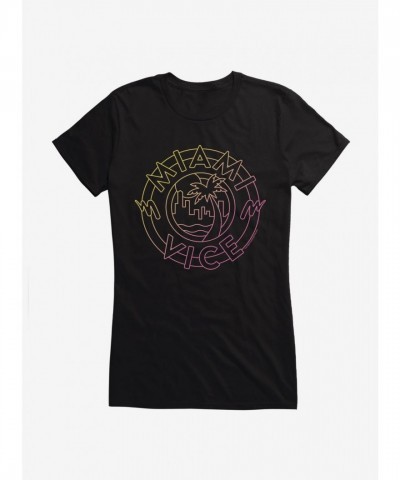 Miami Vice Beach Scene Graphic Tee for Girls