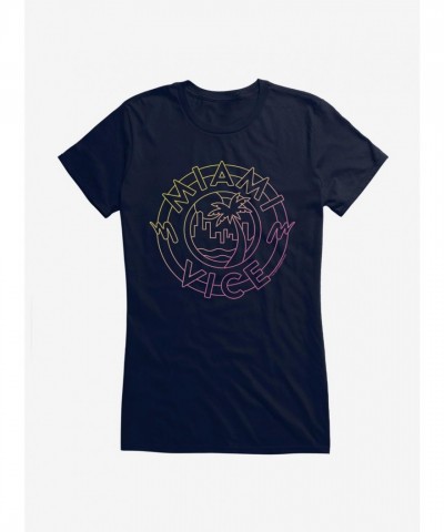Miami Vice Beach Scene Graphic Tee for Girls