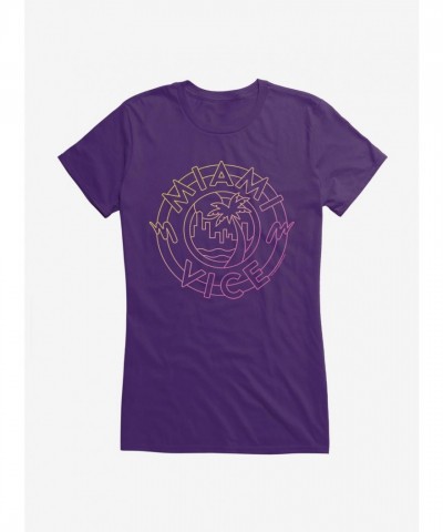 Miami Vice Beach Scene Graphic Tee for Girls