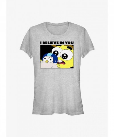 Disney Big City Greens Space Chicken Girls T-Shirt - Grey Junior Size