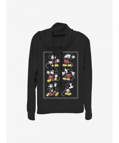 Disney Girls Lightweight Mickey Mouse Cowl Neck Sweatshirt - Black