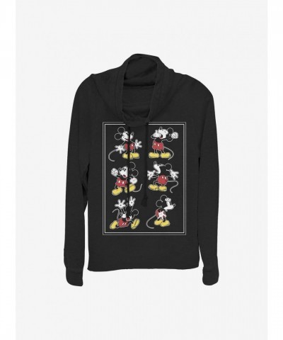Disney Girls Lightweight Mickey Mouse Cowl Neck Sweatshirt - Black