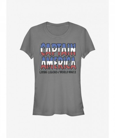 Marvel Living Legend Captain America T-Shirt for Girls - Grey