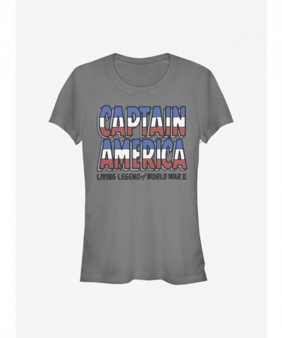 Marvel Living Legend Captain America T-Shirt for Girls - Grey