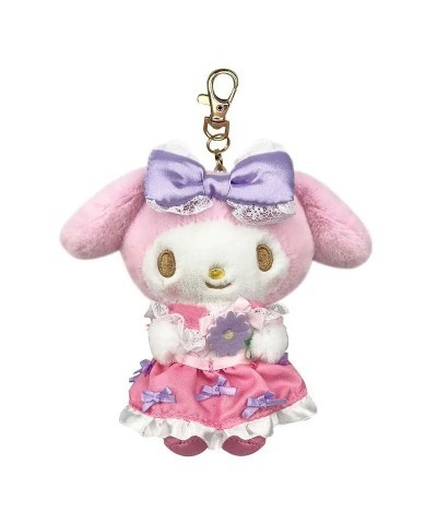 My Melody Floral Garden Party Plush Keychain - Adorable Mascot for Women's Bags
