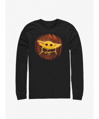 Mandalorian Child Pumpkin Carving Graphic Tee - Men's 100% Cotton Black