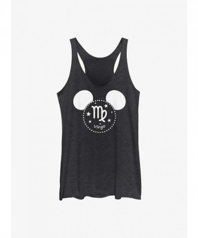 Disney Virgo Zodiac Girls Tank Top - Mickey Mouse Design - Black