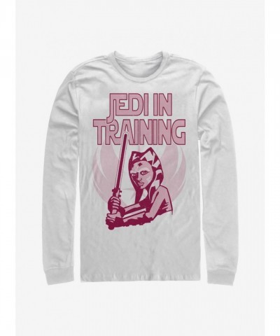 Star Wars Clone Wars Jedi Training Cotton Long Sleeve Tee - Men's White